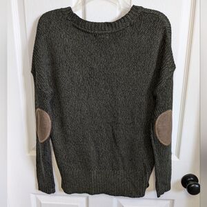 Harper Heritage Marled Brown Black Sweater with Leather Elbow Patches Small
